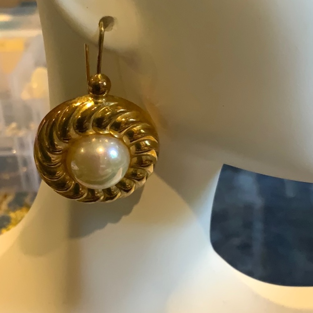 Ultima Edizione gold & faux pearls dangle earrings